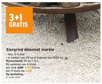 Promotions Siergrind dolomiet marble - Produit maison - Gamma - Valide de 15/03/2023 à 28/03/2023 chez Gamma