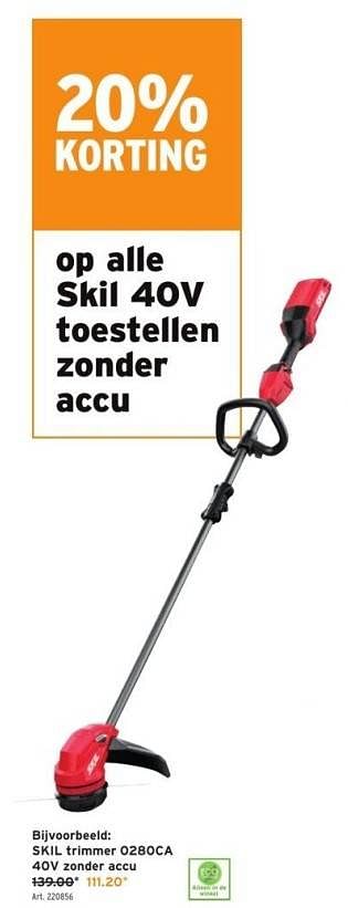 Promoties Skil trimmer 0280ca 40v zonder accu - Skil - Geldig van 15/03/2023 tot 28/03/2023 bij Gamma