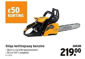 Promoties Stiga kettingzaag benzine - Stiga - Geldig van 15/03/2023 tot 28/03/2023 bij Gamma
