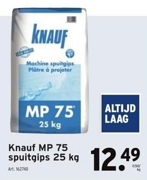 Promotions Knauf mp 75 spuitgips - Knauf - Valide de 15/03/2023 à 28/03/2023 chez Gamma