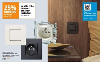Promotions Niko stopcontact 2-polig met aarding antraciet - Niko - Valide de 15/03/2023 à 28/03/2023 chez Gamma