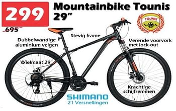 Promotions Mountainbike tounis 29`` - Tounis - Valide de 11/03/2023 à 02/04/2023 chez Itek