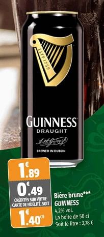 Promotions 9°bière brune guinness - Guinness - Valide de 15/03/2023 à 26/03/2023 chez Coccinelle