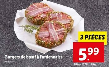 Promotions Burgers de boeuf à l‘ardennaise - Produit maison - Lidl - Valide de 22/03/2023 à 28/03/2023 chez Lidl