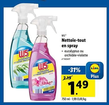 Promotions Nettoie-tout en spray - W5 - Valide de 22/03/2023 à 28/03/2023 chez Lidl