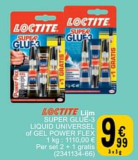 Lijm super glue-3 liquid universel of gel power flex-Loctite