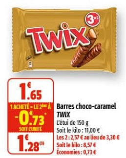 Promotions Barres choco-carmel twix - Twix - Valide de 15/03/2023 à 26/03/2023 chez Coccinelle