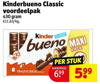 Promotions Kinderbueno classic voordeelpak - Kinder - Valide de 21/03/2023 à 26/03/2023 chez Kruidvat