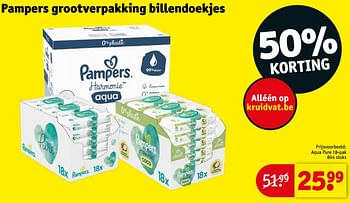 Promoties Pampers grootverpakking billendoekjes aqua pure - Pampers - Geldig van 21/03/2023 tot 26/03/2023 bij Kruidvat