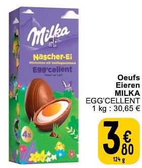 Promoties Oeufs eieren milka egg’cellent - Milka - Geldig van 21/03/2023 tot 27/03/2023 bij Cora