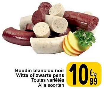 Promotions Boudin blanc ou noir witte of zwarte pens - Produit maison - Cora - Valide de 21/03/2023 à 27/03/2023 chez Cora