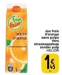 Jus frais d’orange sans pulpe vers sinaasappelsap zonder pulp helior-Helior