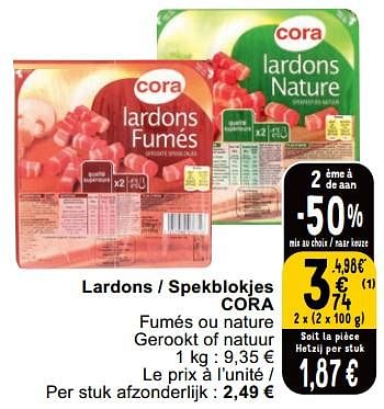 Promoties Lardons - spekblokjes cora - Huismerk - Cora - Geldig van 21/03/2023 tot 27/03/2023 bij Cora