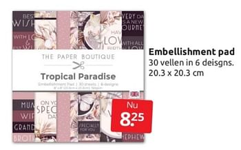 Promoties Embellishment pad - Huismerk - Boekenvoordeel - Geldig van 18/03/2023 tot 26/03/2023 bij BoekenVoordeel