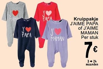 Promoties Kruippakje j’aime papa of j’aime maman - Huismerk - Cora - Geldig van 21/03/2023 tot 03/04/2023 bij Cora
