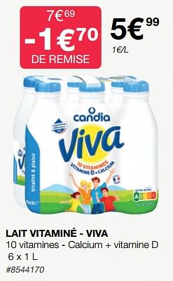 Promoties Lait vitaminé - viva - CANDIA - Geldig van 13/03/2023 tot 09/04/2023 bij Costco