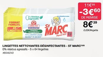 Promoties Lingettes nettoyantes désinfectantes - st marc - St Marc - Geldig van 13/03/2023 tot 09/04/2023 bij Costco