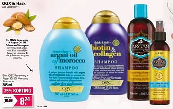 Promoties Ogx renewing + argan oil of morocco shampoo - OGX - Geldig van 15/03/2023 tot 01/04/2023 bij De Online Drogist