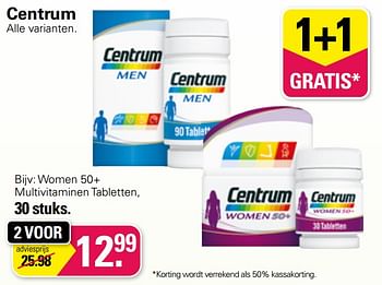 Promotions Women 50+ multivitaminen tabletten - Centrum - Valide de 15/03/2023 à 01/04/2023 chez De Online Drogist