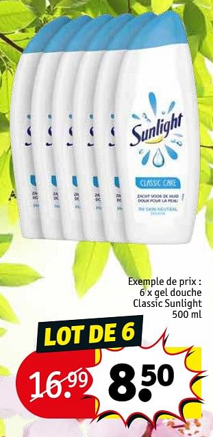 Promotions Gel douche classic sunlight - Sunlight - Valide de 21/03/2023 à 26/03/2023 chez Kruidvat