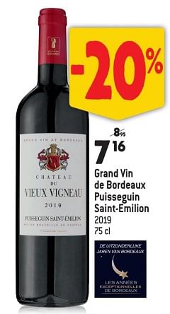 Promoties Grand vin de bordeaux puisseguin saint-emilion - Rode wijnen - Geldig van 15/03/2023 tot 11/04/2023 bij Match