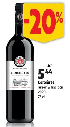 Promoties Corbières terroir + tradition - Rode wijnen - Geldig van 15/03/2023 tot 11/04/2023 bij Match