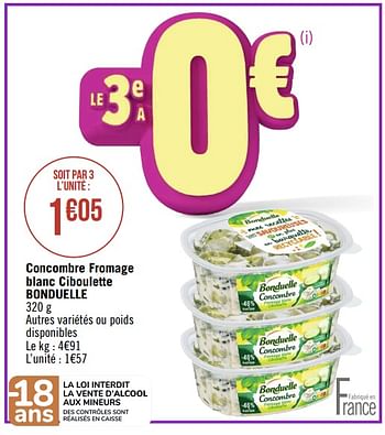 Promotions Concombre fromage blanc ciboulette bonduelle - Bonduelle - Valide de 20/03/2023 à 02/04/2023 chez Géant Casino