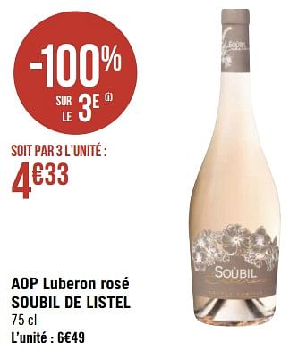 Promotions Aop luberon rosé soubil de listel - Vins rosé - Valide de 20/03/2023 à 02/04/2023 chez Géant Casino
