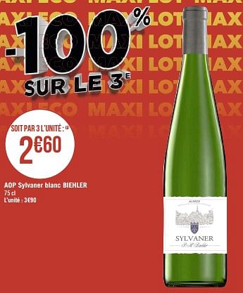 Promotions Aop sylvaner blanc biehler - Vins blancs - Valide de 20/03/2023 à 02/04/2023 chez Géant Casino