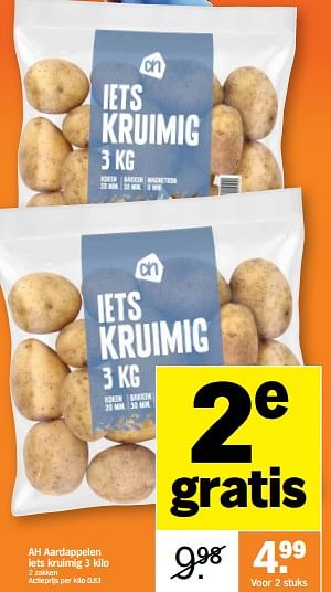 Promotions Ah aardappelen iets kruimig - Produit Maison - Albert Heijn - Valide de 20/03/2023 à 26/03/2023 chez Albert Heijn