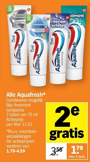 Promotions Aquafresh freshmint tandpasta - Aquafresh - Valide de 20/03/2023 à 26/03/2023 chez Albert Heijn