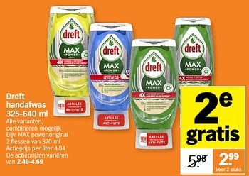 Promoties Dreft handafwas max power original - Dreft - Geldig van 20/03/2023 tot 26/03/2023 bij Albert Heijn