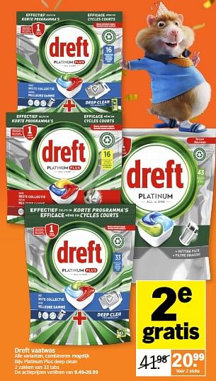 Promoties Dreft vaatwas platinum plus deep clean - Dreft - Geldig van 20/03/2023 tot 26/03/2023 bij Albert Heijn