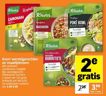 Promoties Knorr wereldgerecht mexicaanse burrito’s - Knorr - Geldig van 20/03/2023 tot 26/03/2023 bij Albert Heijn