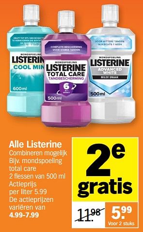 Promoties Listerine mondspoeling total care - Listerine - Geldig van 20/03/2023 tot 26/03/2023 bij Albert Heijn