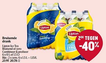 Promotions Lipton ice tea zero - Lipton - Valide de 23/03/2023 à 29/03/2023 chez Delhaize
