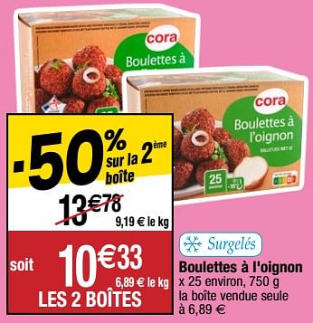 Promotions Boulettes à l`oignon - Cora - Valide de 21/03/2023 à 26/03/2023 chez Migros