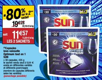 Promotions Capsules lave-vaisselle optimum tout en 1 sun - Sun - Valide de 21/03/2023 à 26/03/2023 chez Migros