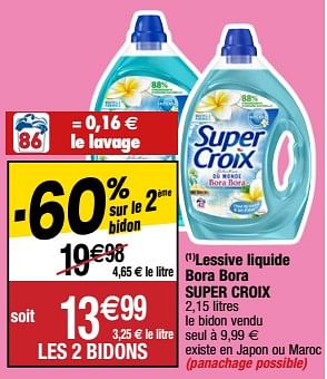 Promotions )lessive liquide bora bora super croix - Super Croix - Valide de 21/03/2023 à 26/03/2023 chez Migros
