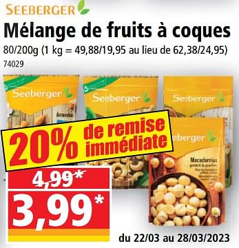 Promotions Mélange de fruits à coques - Seeberger - Valide de 22/03/2023 à 28/03/2023 chez Norma