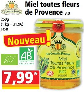 Promotions Miel toutes fleurs de provence bio - Les Comtes de Provence - Valide de 22/03/2023 à 28/03/2023 chez Norma