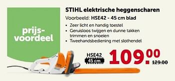 Promotions Stihl elektrische heggenscharen hse42 - Stihl - Valide de 27/03/2023 à 08/04/2023 chez Aveve