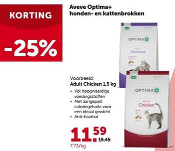 Promoties Aveve optima+ adult chicken - Huismerk - Aveve - Geldig van 27/03/2023 tot 08/04/2023 bij Aveve