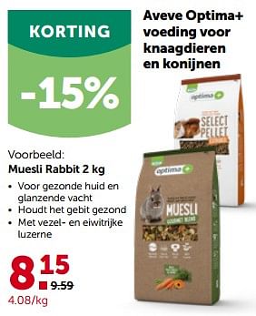 Promoties Aveve optima+ muesli rabbit - Huismerk - Aveve - Geldig van 27/03/2023 tot 08/04/2023 bij Aveve