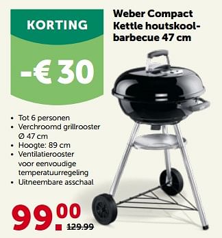 Promoties Weber compact kettle houtskoolbarbecue - Weber - Geldig van 27/03/2023 tot 08/04/2023 bij Aveve