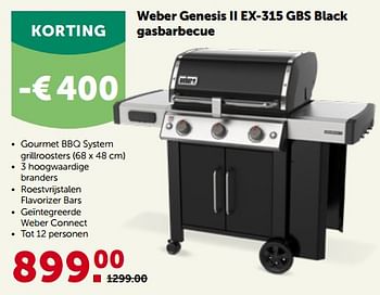 Promoties Weber genesis ii ex-315 gbs black gasbarbecue - Weber - Geldig van 27/03/2023 tot 08/04/2023 bij Aveve