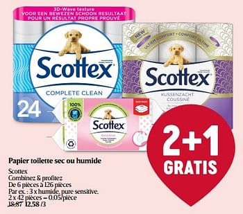 Promoties Humide, pure sensitive - Scottex - Geldig van 23/03/2023 tot 29/03/2023 bij Delhaize
