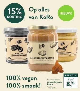Promoties Amandelpasta bruin - KoRo - Geldig van 20/03/2023 tot 16/04/2023 bij Holland & Barret