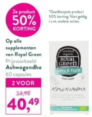 Promoties Ashwagandha - Royal Green - Geldig van 20/03/2023 tot 16/04/2023 bij Holland & Barret