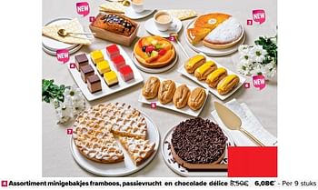 Promoties Assortiment minigebakjes framboos, passievrucht en chocolade délice - Huismerk - Carrefour  - Geldig van 23/03/2023 tot 27/03/2023 bij Carrefour